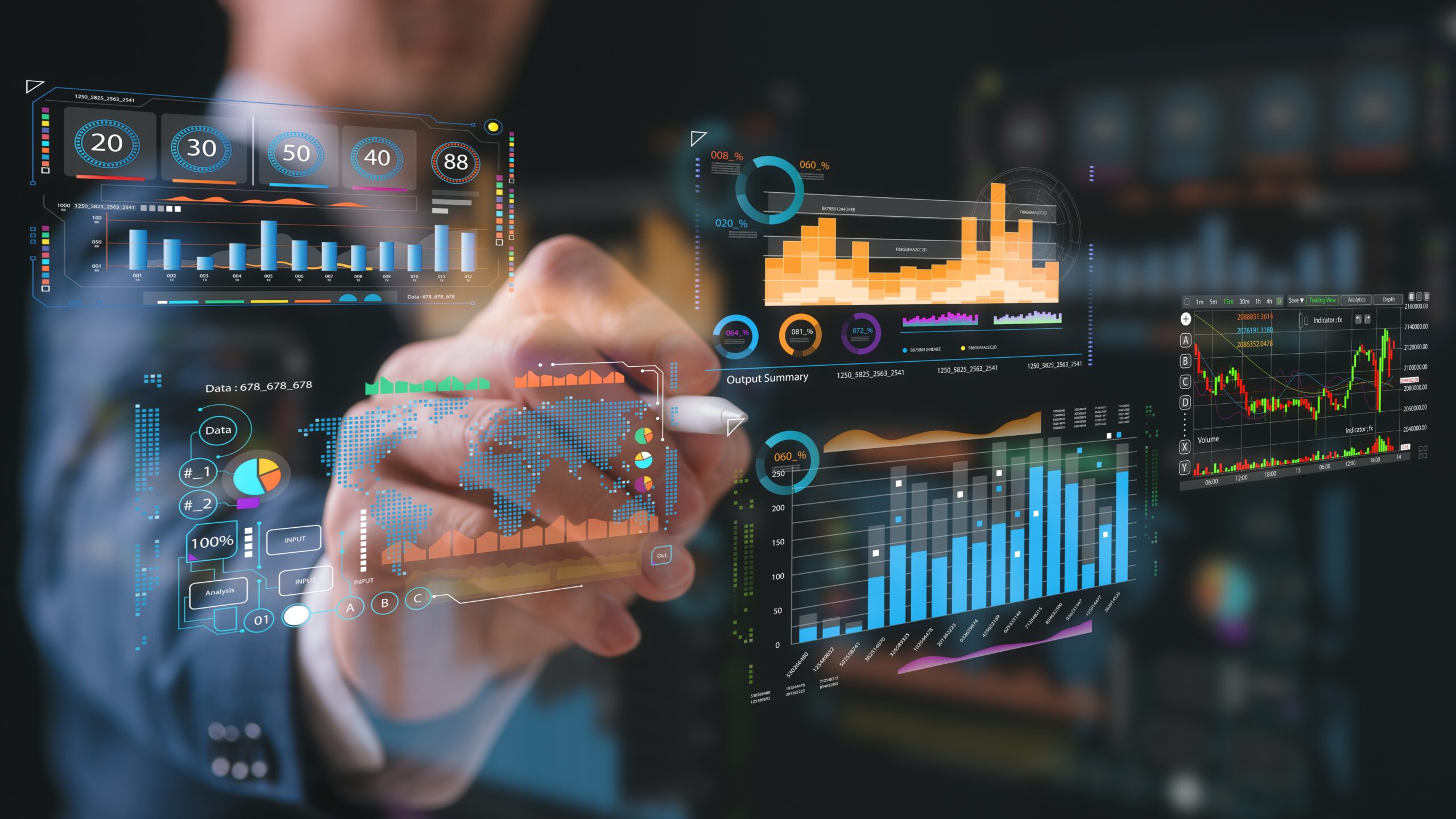 Painel interativo com dashboards DevOps, gráficos de desempenho, automação de dados e métricas em tempo real – visualização de dados na transformação digital com DevOps e computação em nuvem.