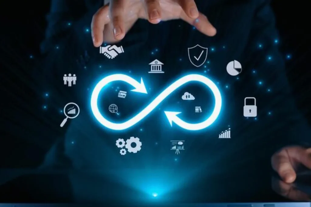 Símbolo de integração contínua representando práticas de DevSecOps