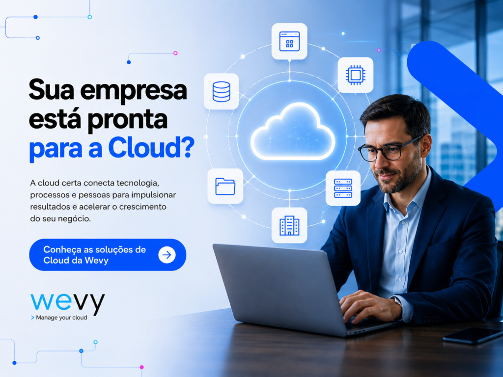 Empresa preparada para a Cloud, com recursos de computação em nuvem conectados a aplicações, dados e infraestrutura.